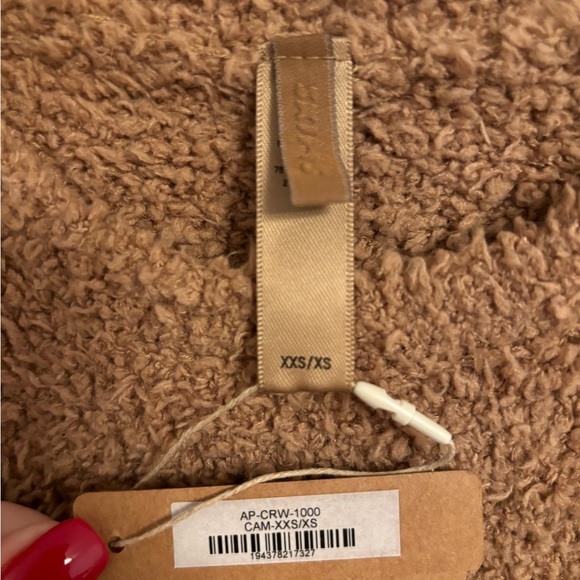 Skims Camel Tan Cozy Knit Crewneck Sweatshirt Sweater Top, XXS XS - Picture 4 of 7